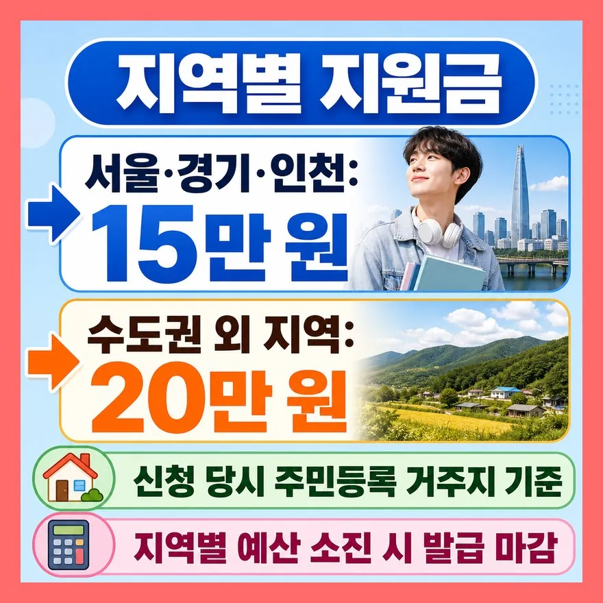 수도권 15만원, 비수도권 20만원이지만 지역 예산 소진이 변수입니다