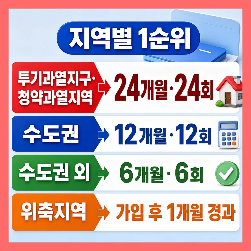 민영주택 예치금은 청약 지역이 아니라 내 거주지 기준입니다