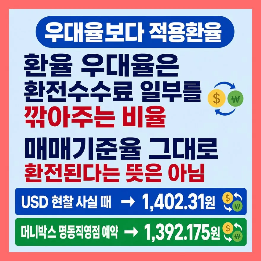 우대율 90%보다 최종 적용환율이 더 직접적입니다