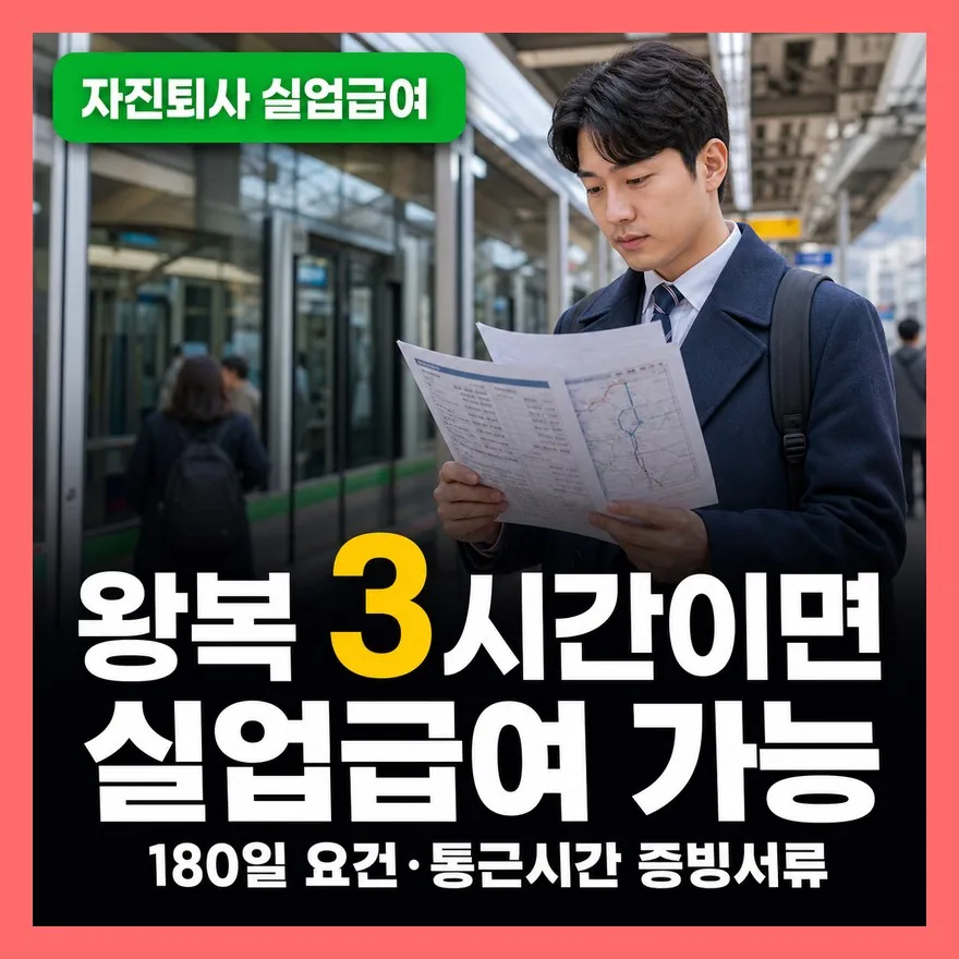 자진퇴사 실업급여 증빙서류, 왕복 3시간 통근시간 계산법 총정리