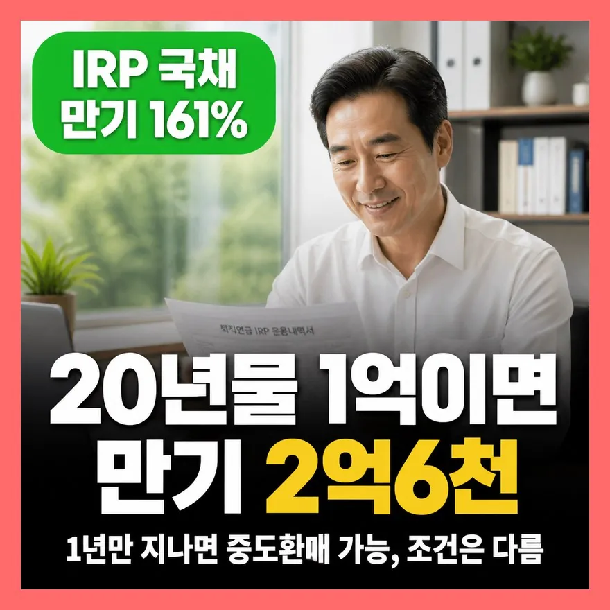 퇴직연금 수령방법과 IRP 국채 중도환매, 언제 어떻게 받는 게 유리할까?