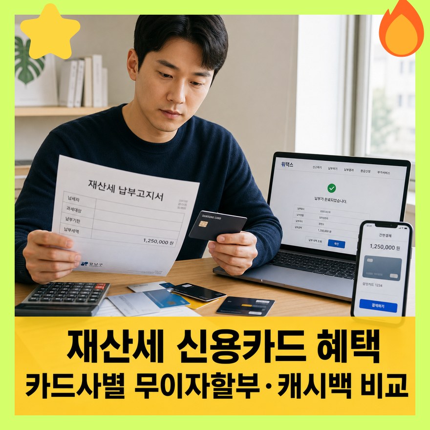 재산세 신용카드 혜택 카드사별 무이자할부와 캐시백 비교