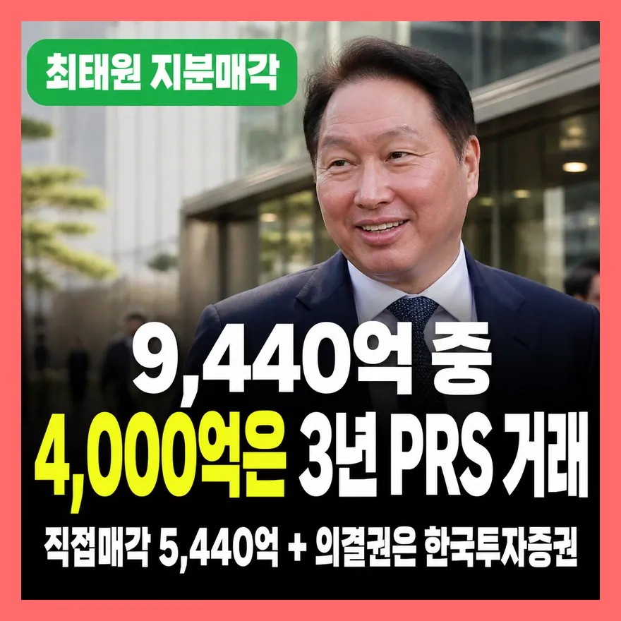 최태원 지분 매각 9440억, 왜 직접매각과 PRS로 나눴을까?