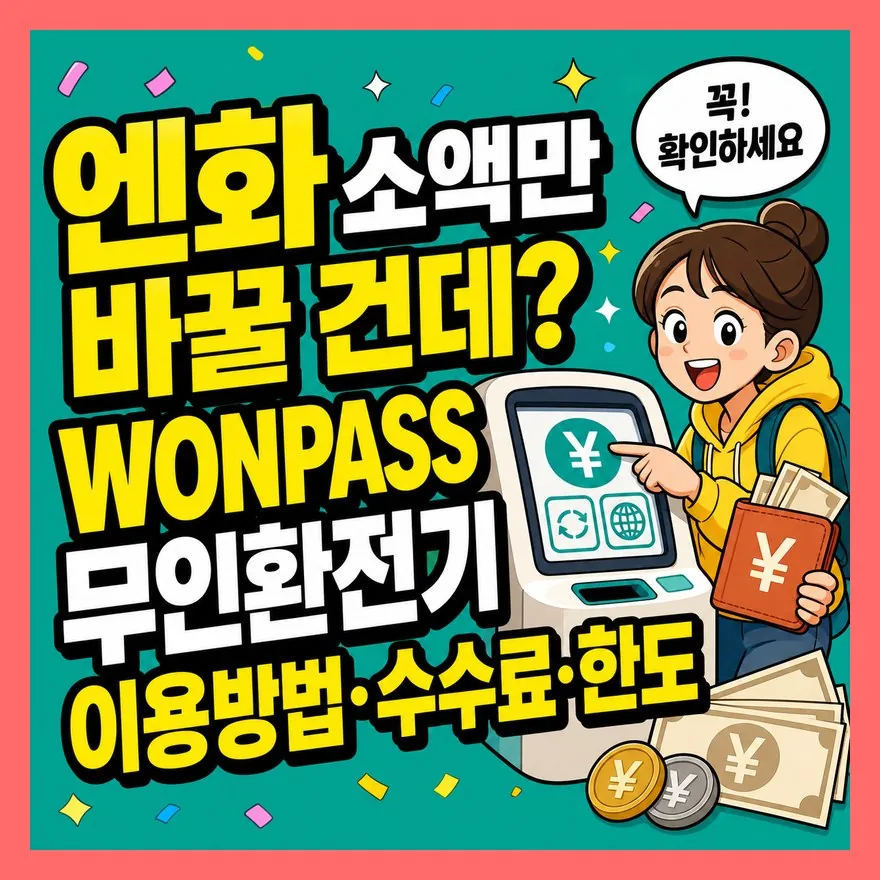 엔화 소액만 바꿀 건데? WONPASS 무인환전기 이용방법·수수료·한도