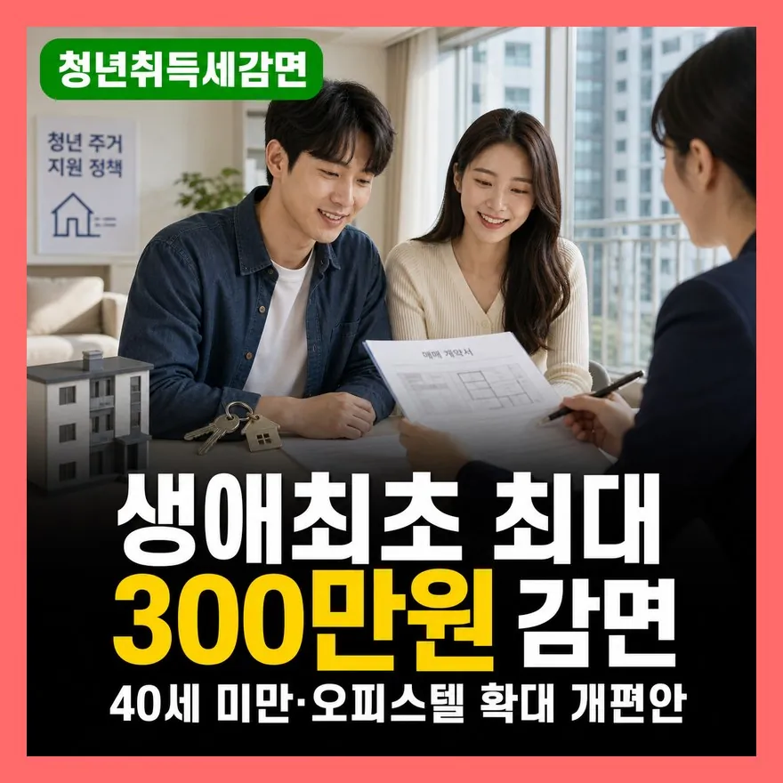 청년 생애최초 취득세 감면 300만원 개편안, 오피스텔 적용 조건과 시행일 정리