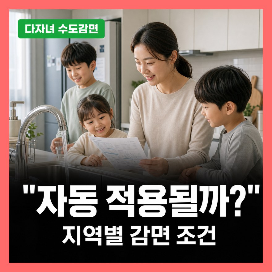 다자녀 수도요금 감면 신청 방법 총정리 (자동 적용 여부와 지역별 조건)