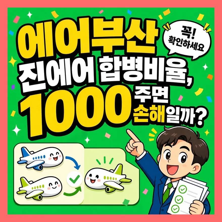 에어부산 진에어 합병비율, 1000주면 손해일까?