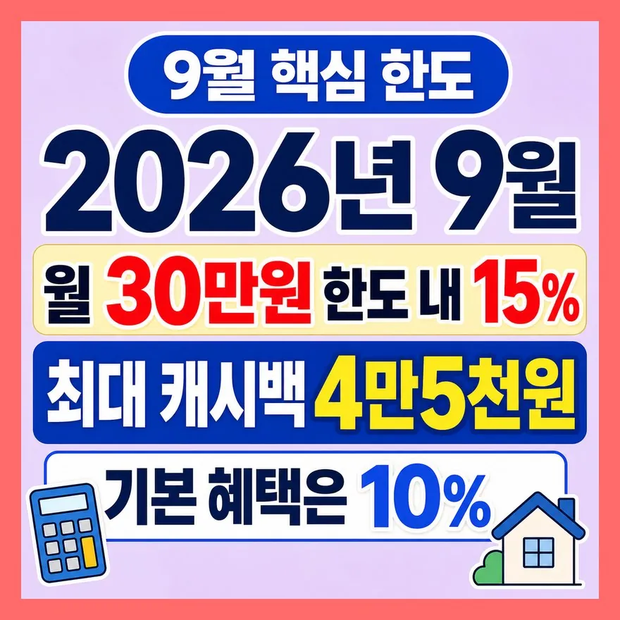 9월 15%는 맞지만, 계산은 30만원까지만 보세요