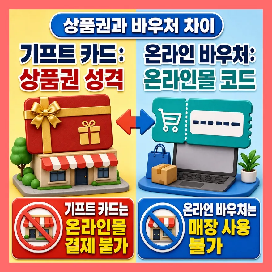 상품권과 온라인 바우처, 이름은 비슷해도 쓰는 곳이 다릅니다