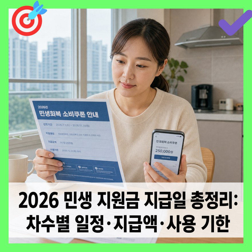 2026 민생 지원금 지급일 총정리: 차수별 일정·지급액·사용 기한
