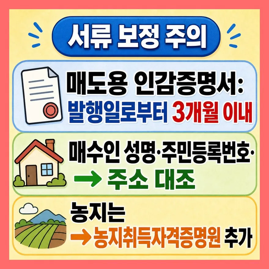 서류는 이름·주소 한 글자 차이로 보정이 납니다