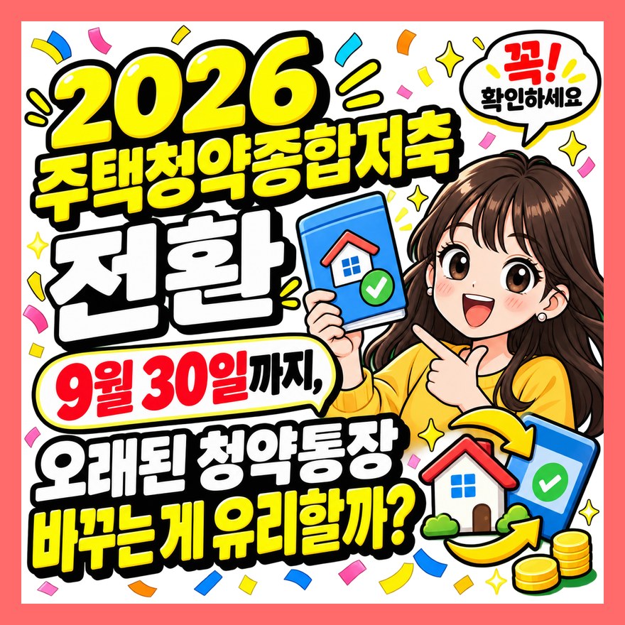 2026 주택청약종합저축 전환 9월 30일까지, 오래된 청약통장 바꾸는 게 유리할까?