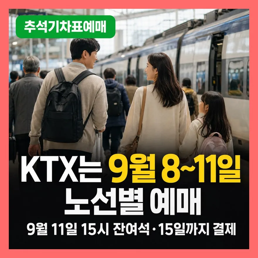 추석 기차표 예매 9월 7일 시작? 코레일 일정 정리