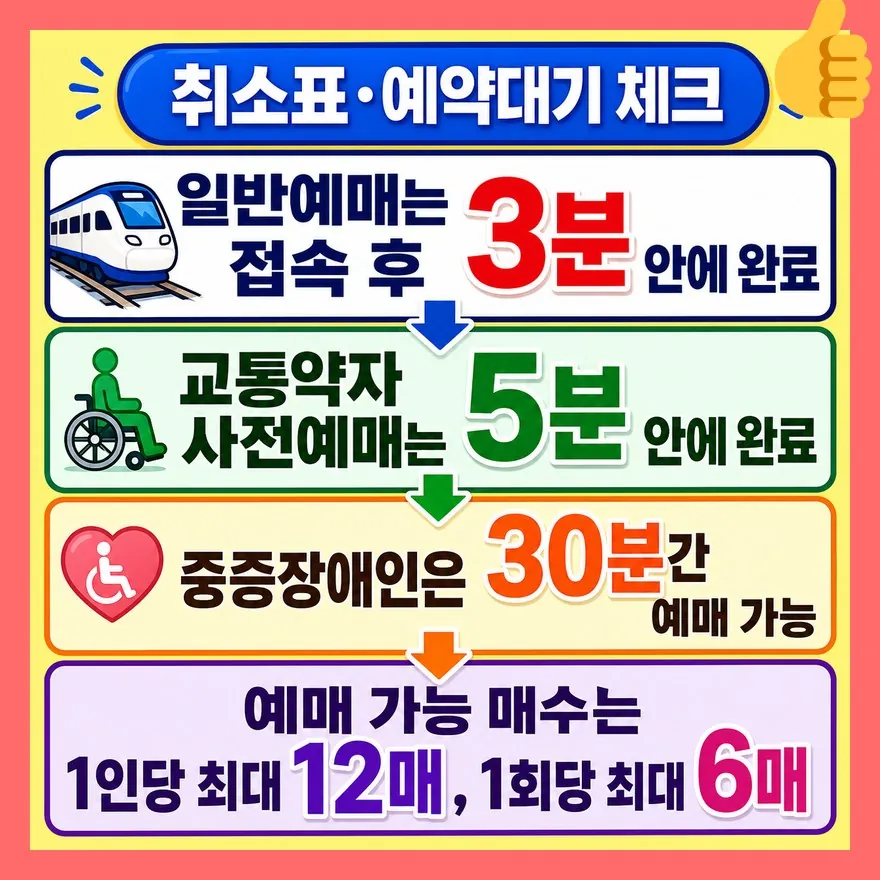 취소표와 예약대기는 결제 이후에도 확인해야 합니다