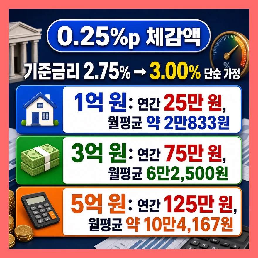 3억 대출이면 0.25%p도 체감됩니다