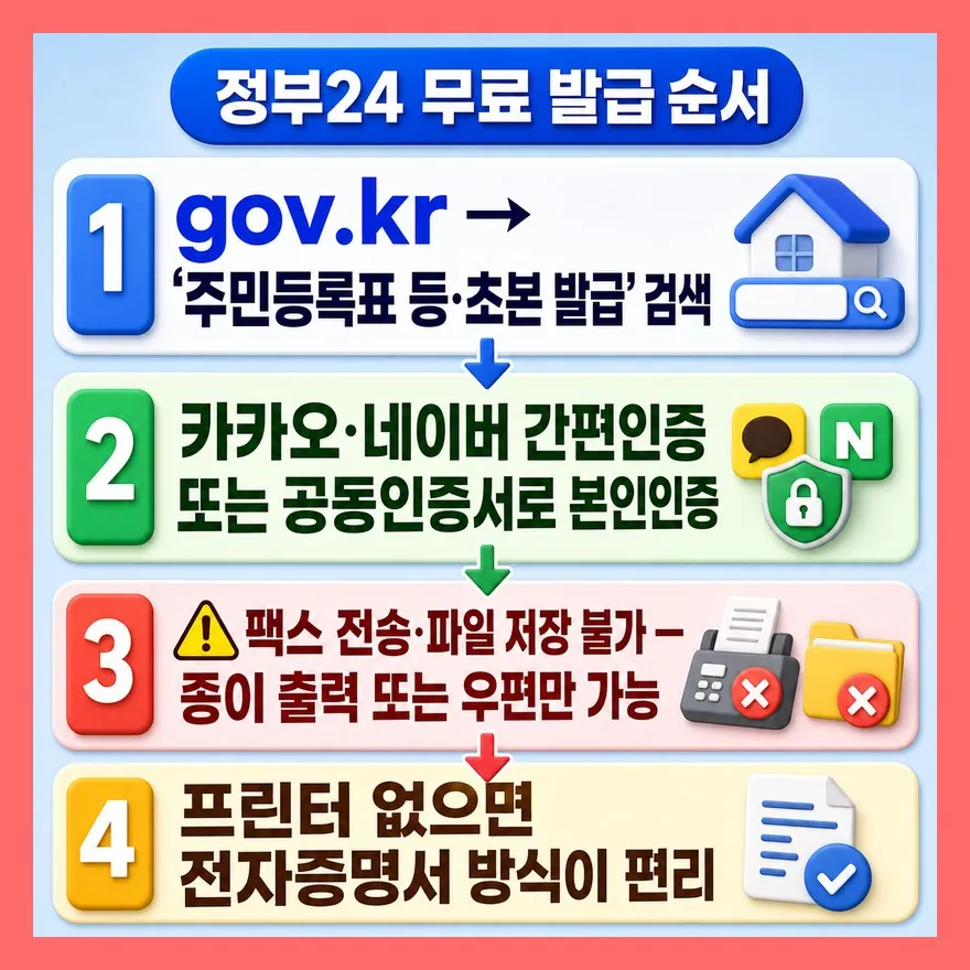 정부24에서 무료로 받는 순서