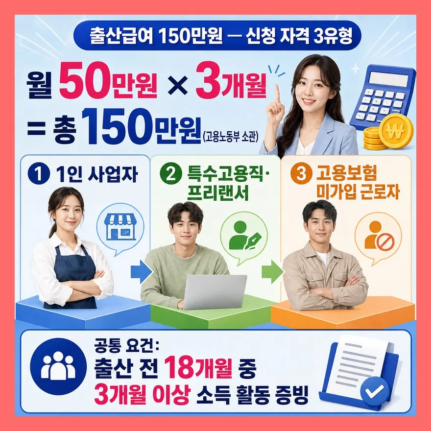 자영업자 150만원 출산급여 — 신청 자격 3가지