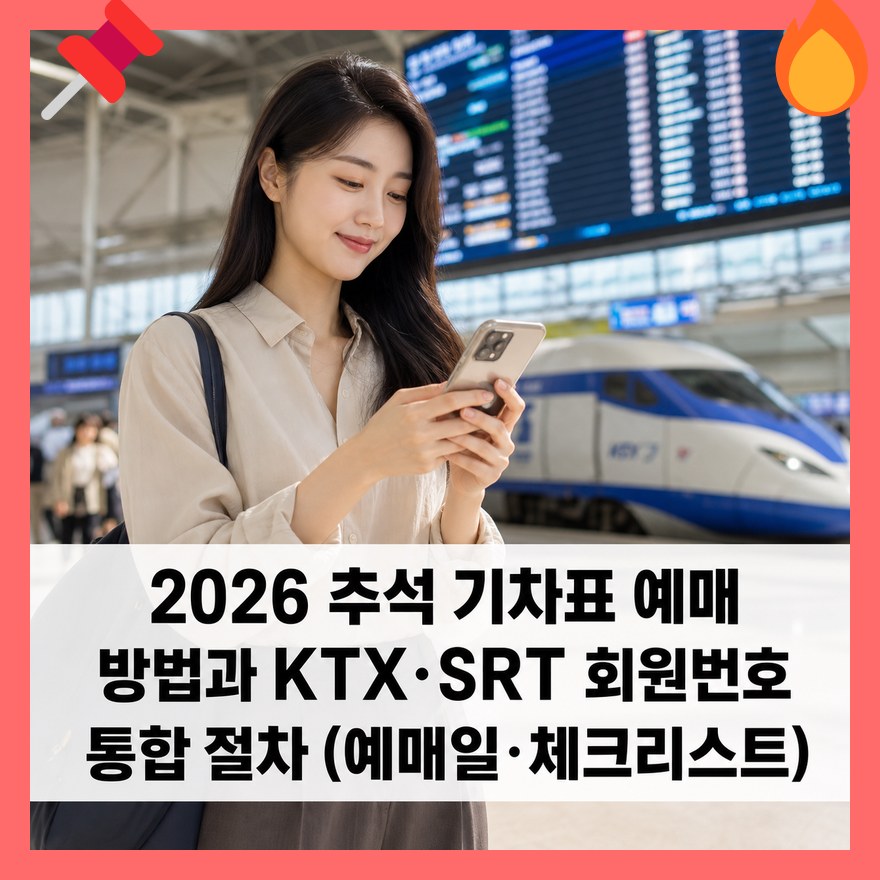 2026 추석 기차표 예매 방법과 KTX·SRT 회원번호 통합 절차 (예매일·체크리스트)