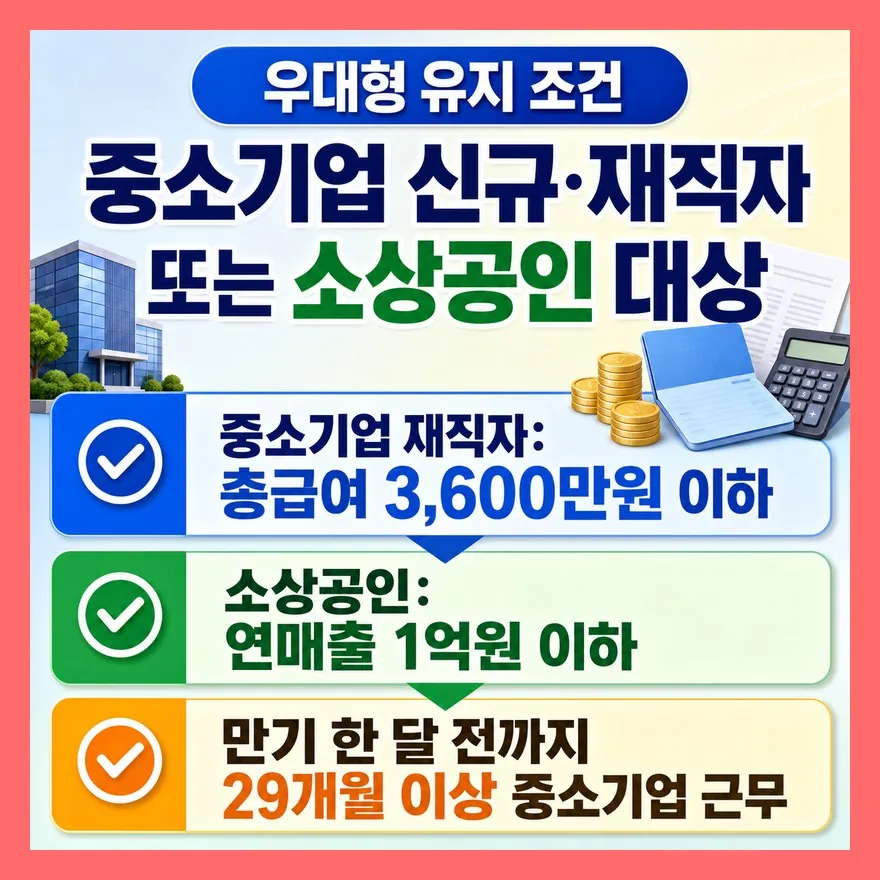 우대형은 가입 후에도 29개월 근무 조건을 봅니다