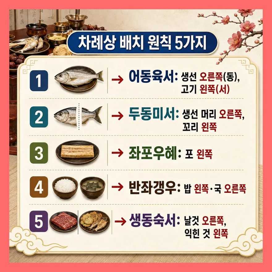 어동육서·좌포우혜·두동미서 — 배치 원칙 5가지 한눈에