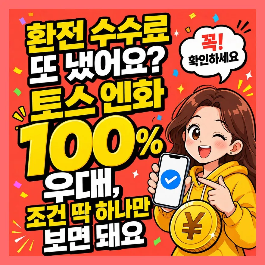 환전 수수료 또 냈어요? 토스 엔화 100% 우대, 조건 딱 하나만 보면 돼요