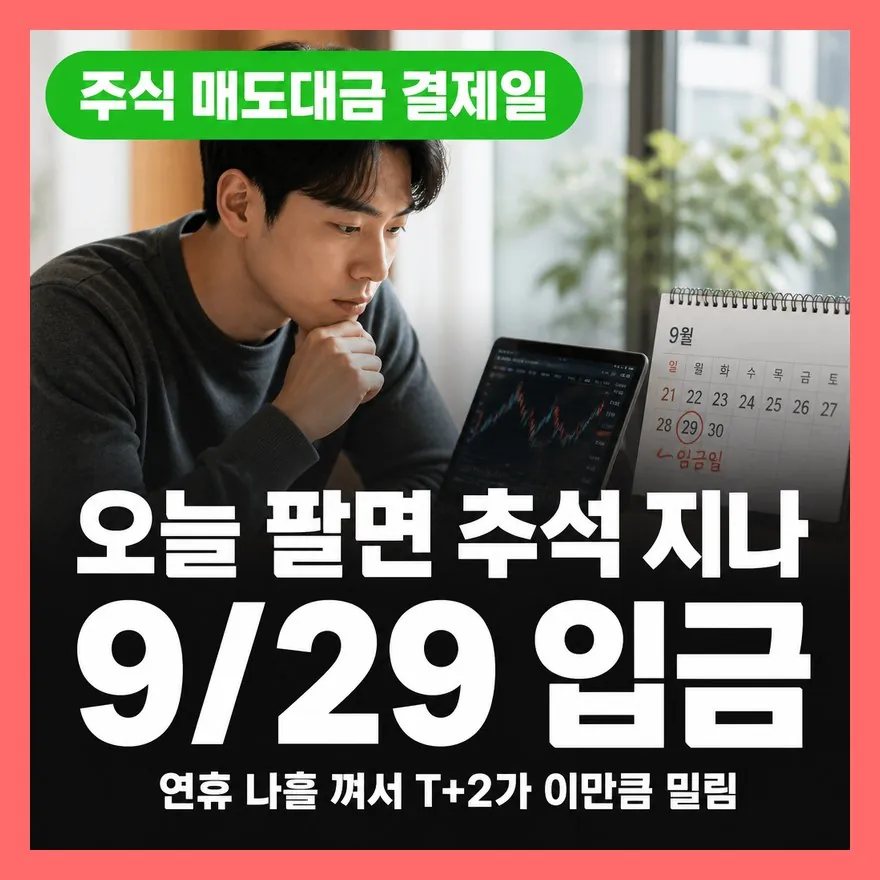 "오늘 팔면 늦는다고요?" 추석연휴 주식 매도대금 결제일, T+2로 풀어보기