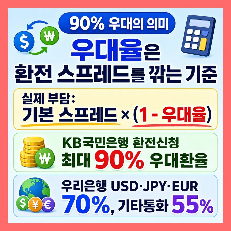 환율 우대 90%는 수수료가 0원이라는 뜻이 아닙니다