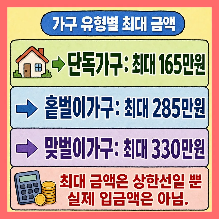 최대 330만원은 맞지만, 내 금액은 가구 유형부터 갈립니다