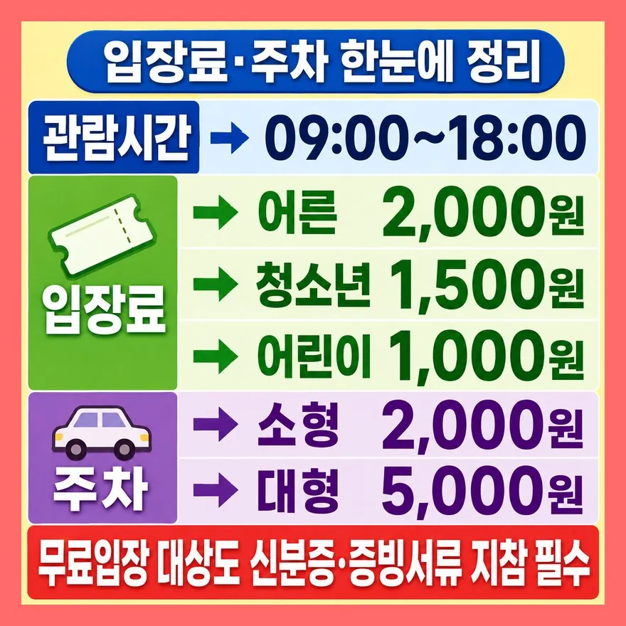 입장료·주차·운영시간, 확정 정보와 현장 확인 항목을 나눠 보세요