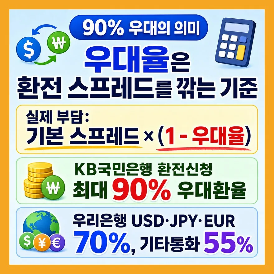 환율 우대 90%는 수수료가 0원이라는 뜻이 아닙니다