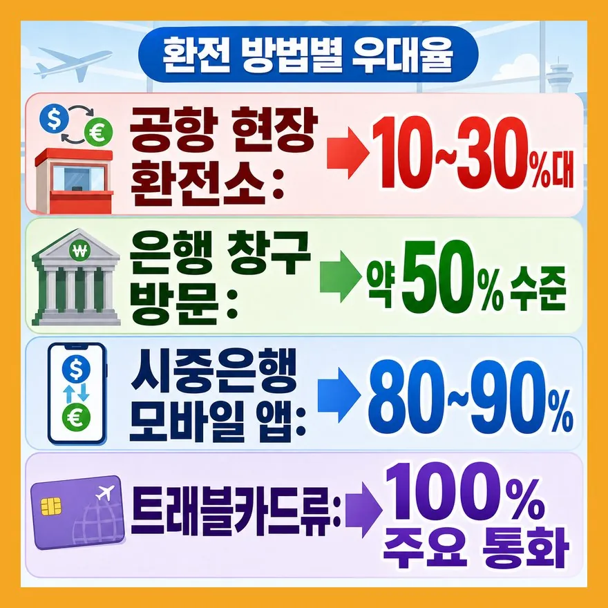 방법별 환전 우대율 한눈에 비교