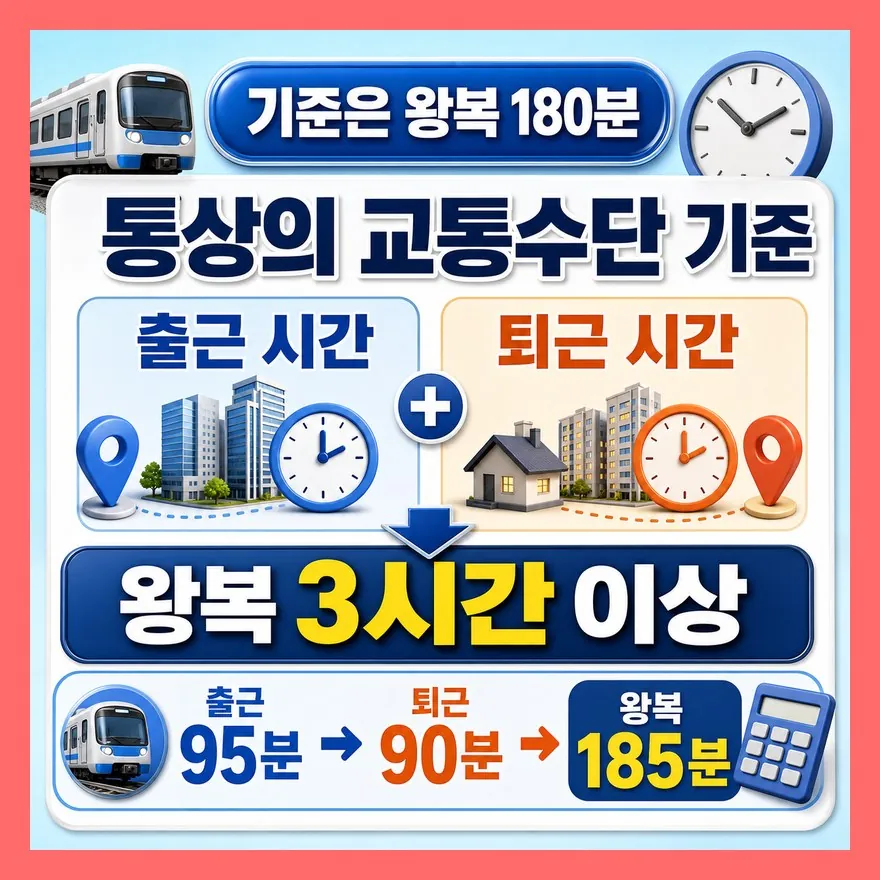 왕복 3시간은 편도 3시간이 아니라 출퇴근 합산입니다