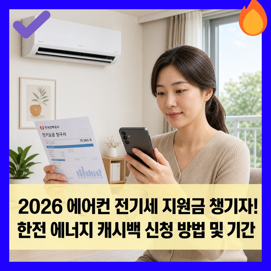 2026 에어컨 전기세 지원금 챙기자! 한전 에너지 캐시백 신청 방법 및 기간
