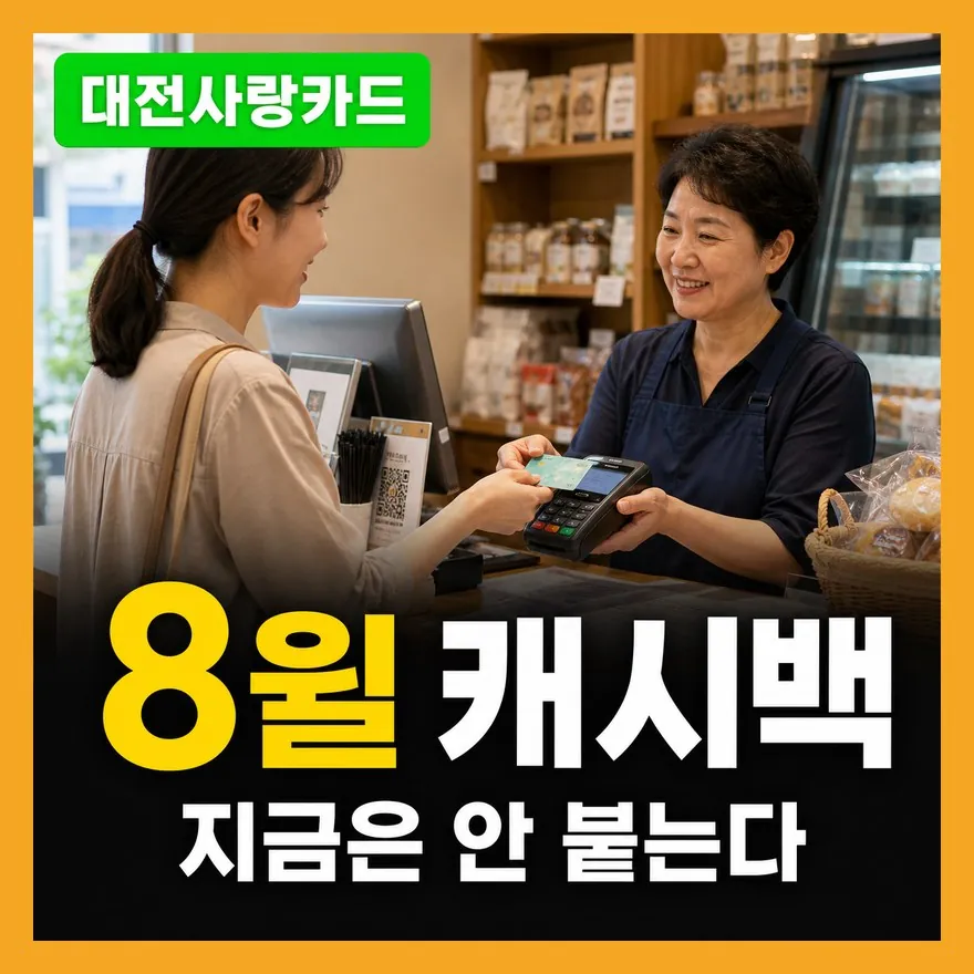 대전사랑카드 8월 사용 전 확인할 3가지 실수: 캐시백·가맹점·지원금 기한