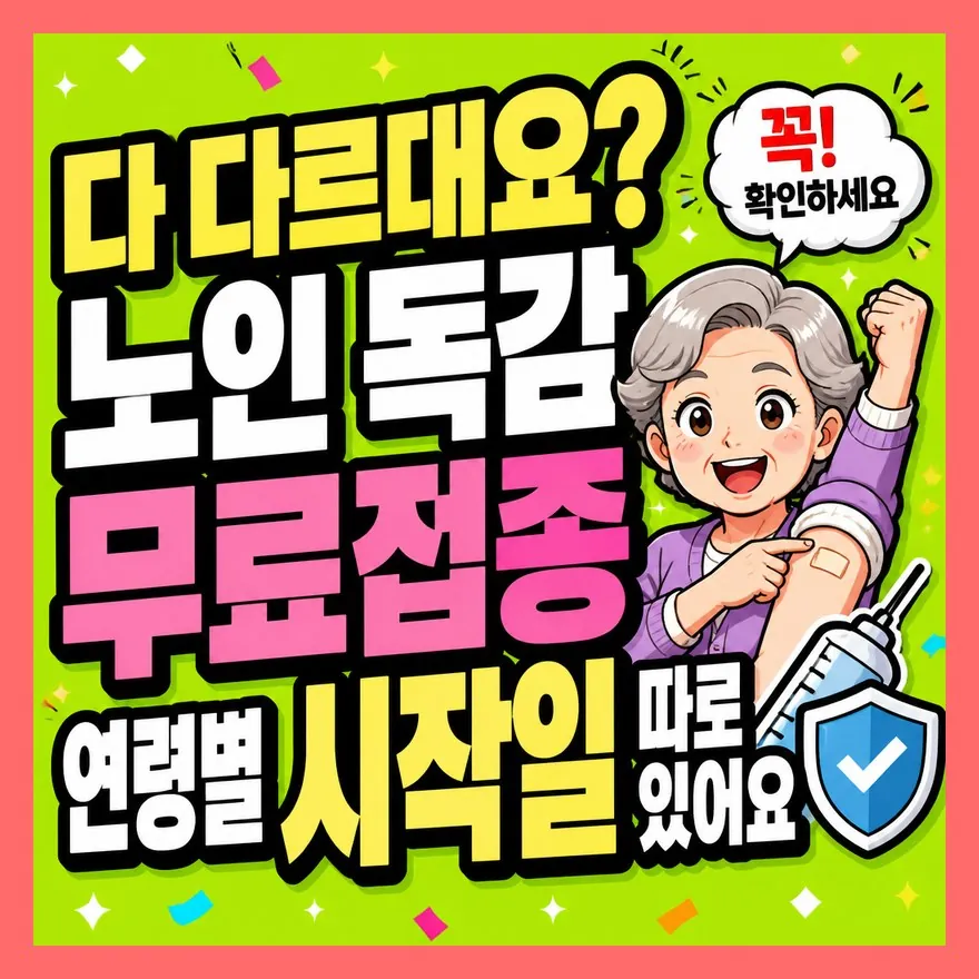 다 다르대요? 노인 독감 무료접종 연령별 시작일 따로 있어요