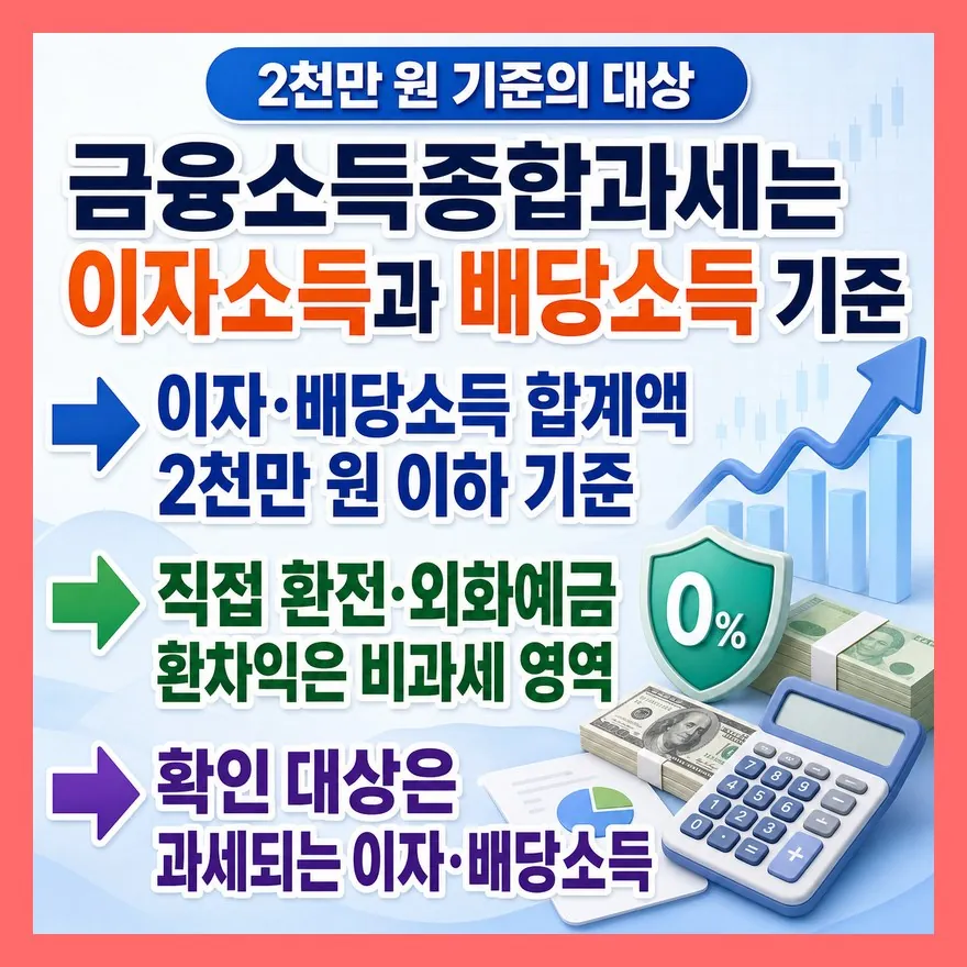 금융소득종합과세 2천만 원 기준에는 환차익을 섞지 않습니다