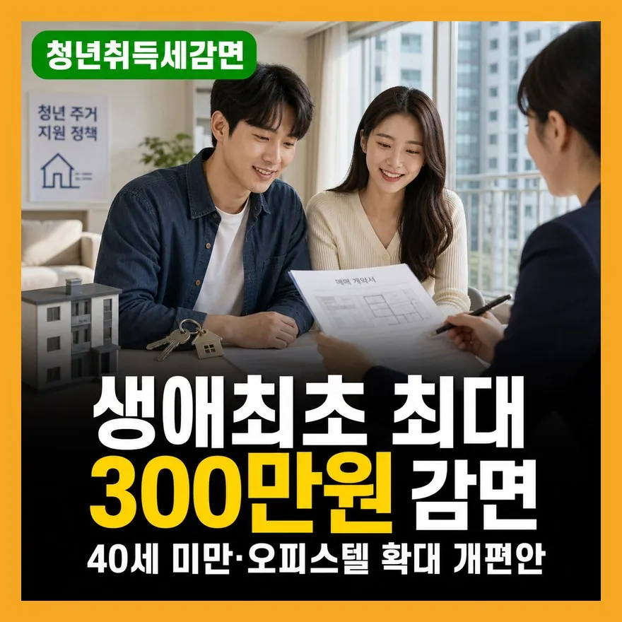 청년 생애최초 취득세 감면 300만원 개편안, 오피스텔 적용 조건과 시행일 정리