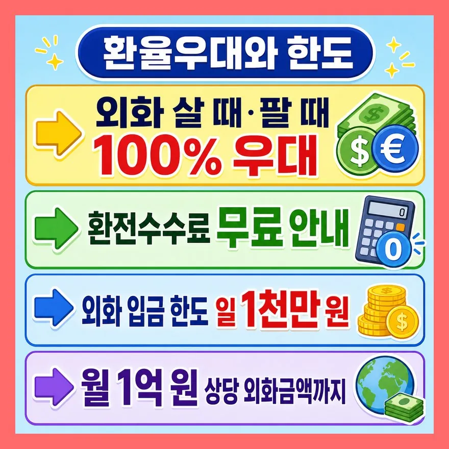 환율우대 100%라도 한도와 예외는 따로 봐야 한다