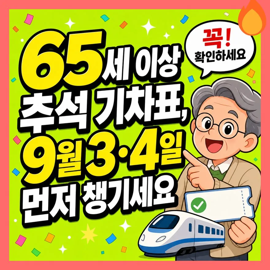 65세 이상 추석 기차표, 9월 3·4일 먼저 챙기세요