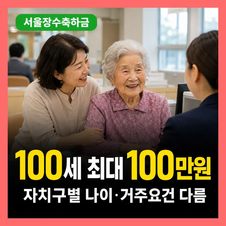 서울 장수축하금 자치구별 지급 금액·신청 조건 총정리