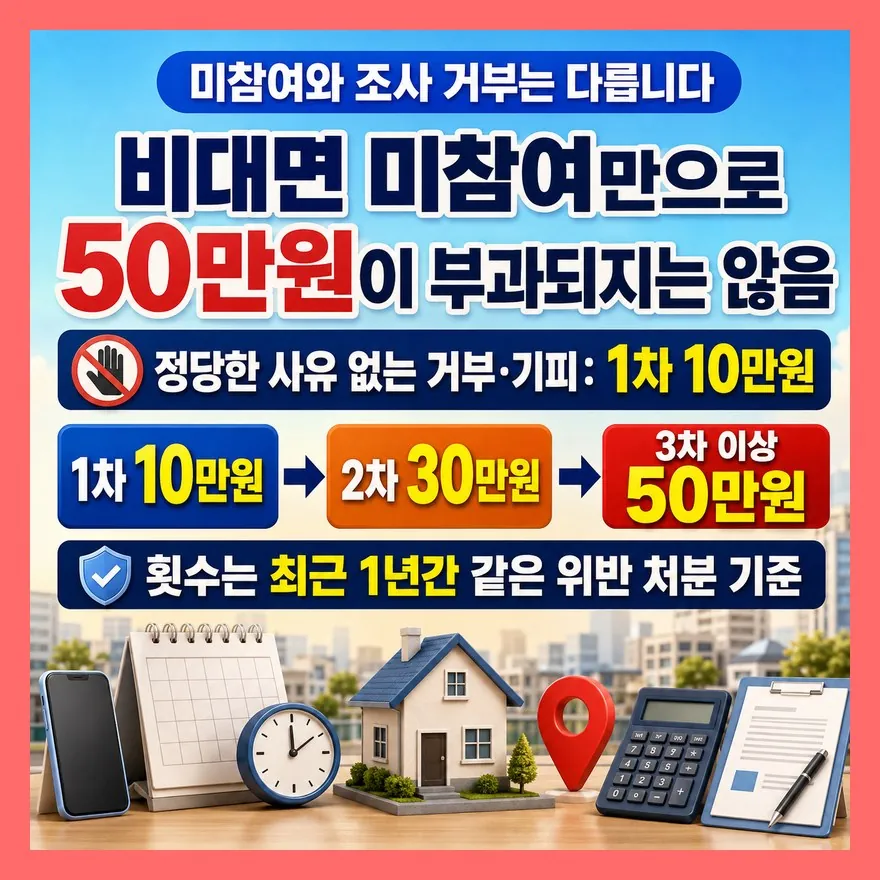 비대면 미참여와 조사 거부의 과태료는 다릅니다