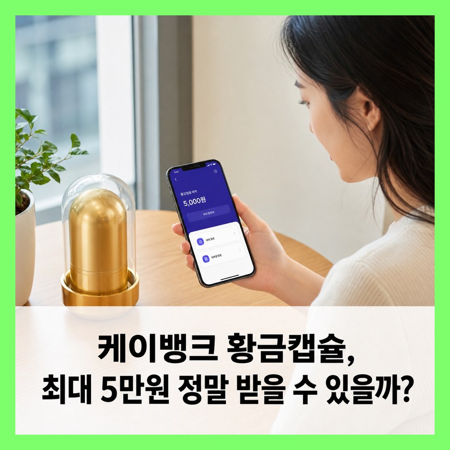 케이뱅크 황금캡슐, 최대 5만원 정말 받을 수 있을까?