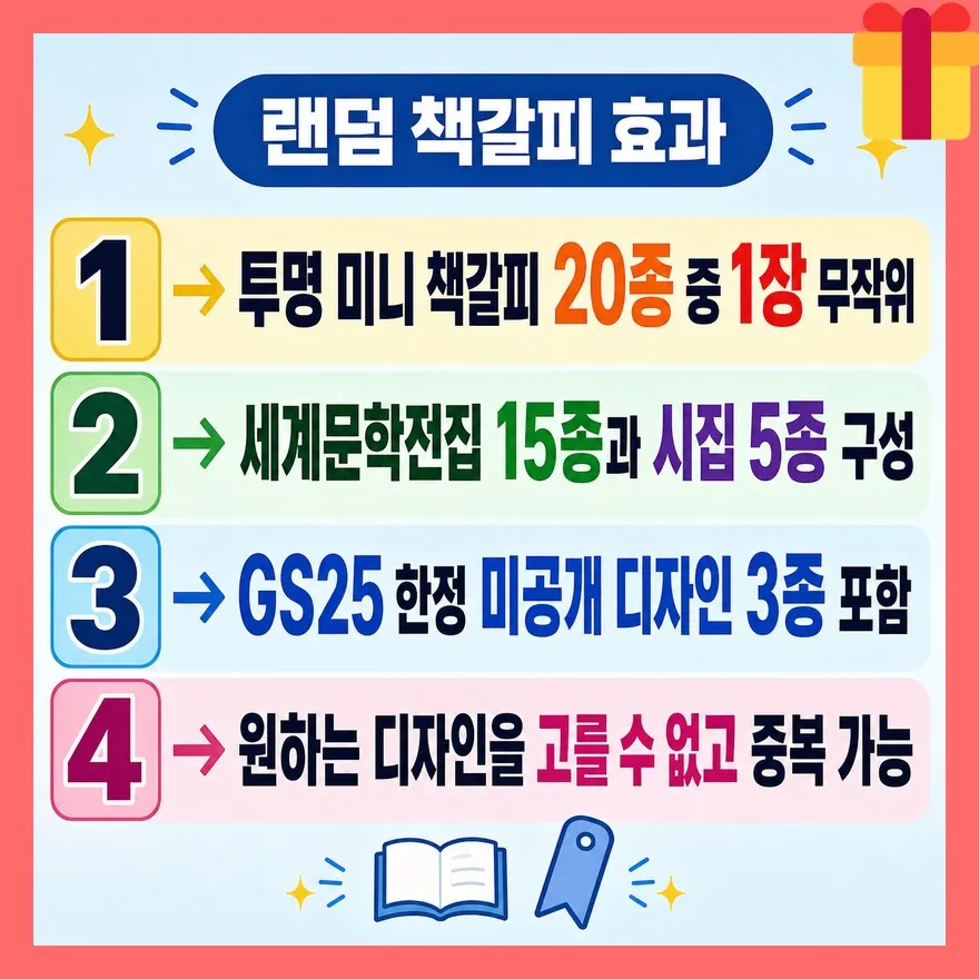 책갈피는 고를 수 없어서 원하는 디자인이 바로 안 나올 수 있어요