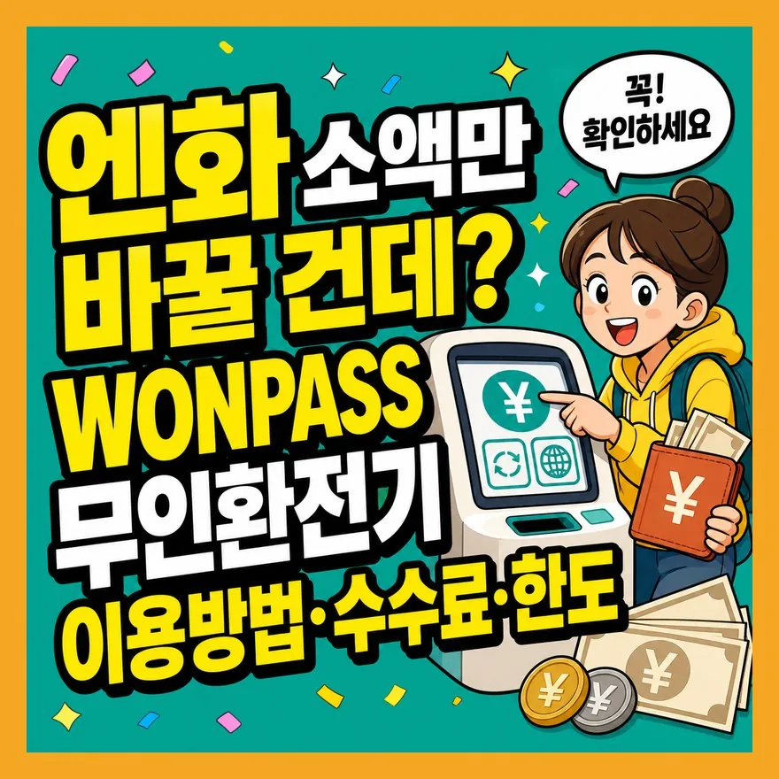 엔화 소액만 바꿀 건데? WONPASS 무인환전기 이용방법·수수료·한도