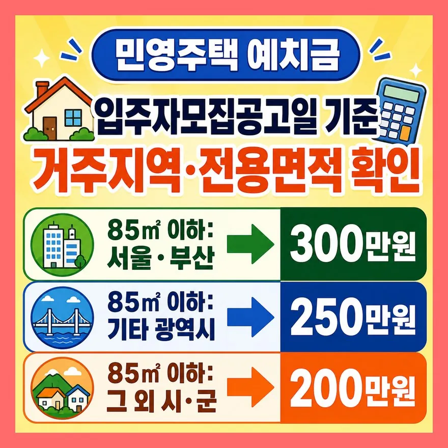 민영주택은 예치금도 같이 봐야 합니다