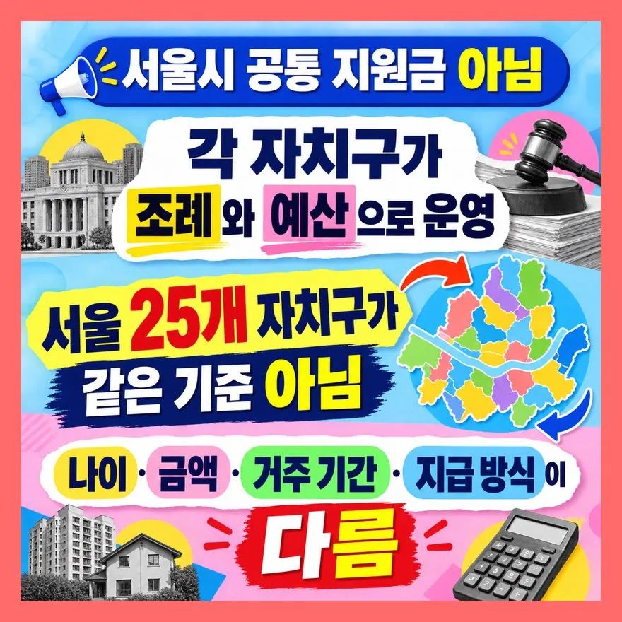서울시 공통 지원금이 아니라 주소지 자치구 제도다