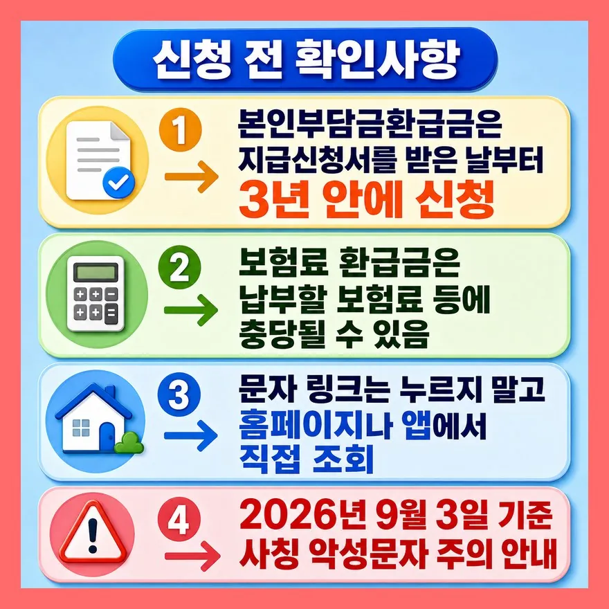 신청 전에는 기간, 상계, 스미싱을 같이 봐야 합니다
