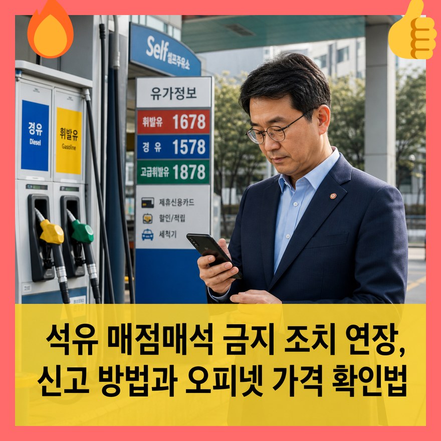 석유 매점매석 금지 조치 연장, 신고 방법과 오피넷 가격 확인법